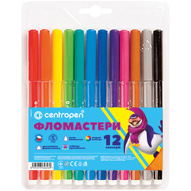 Фломастери CENTROPEN 7550/12 ТП, набір 12 шт.